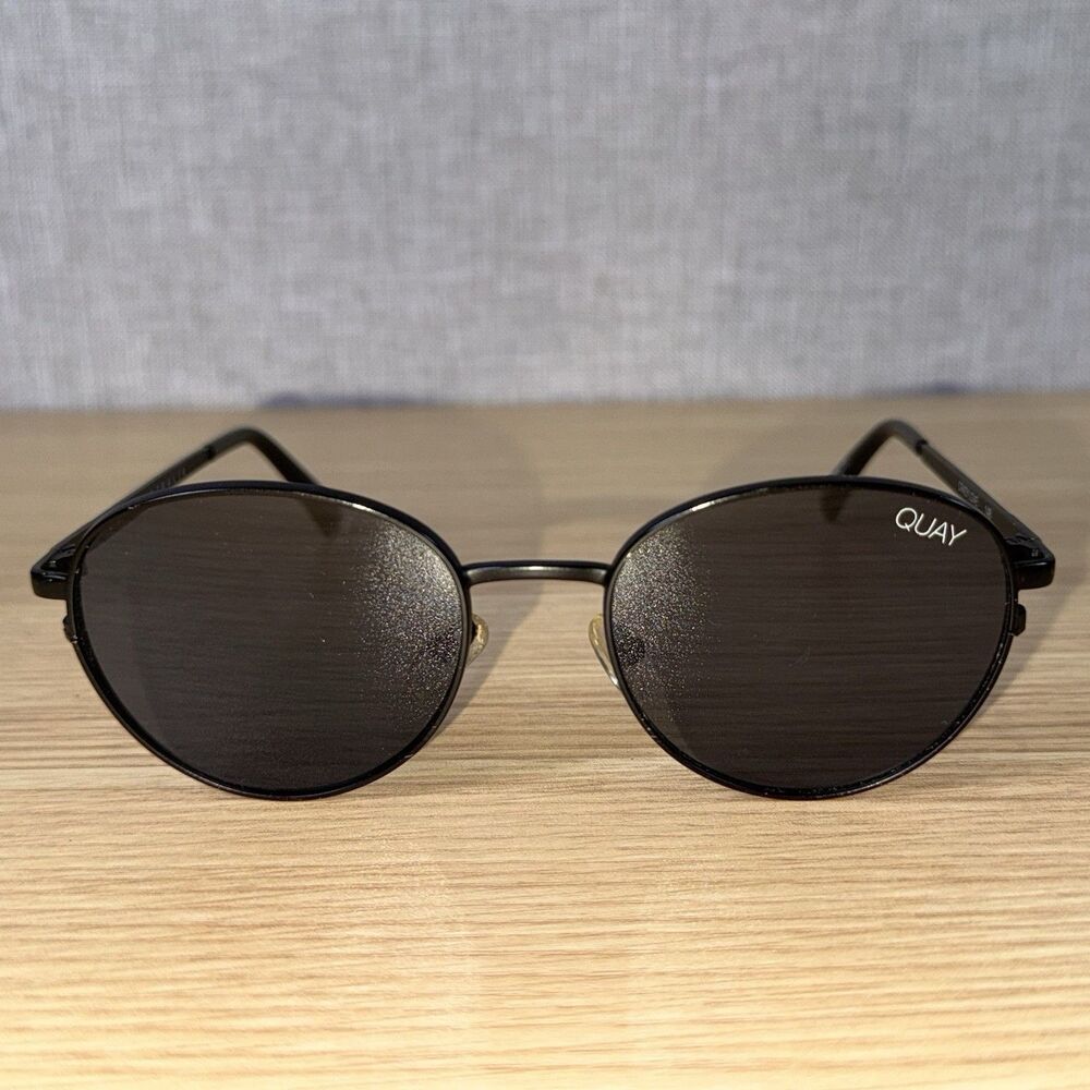 Quay Australia "Crazy Love" Black Round Metal Frame Sunglasses